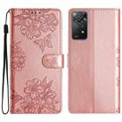 For Xiaomi Redmi Note 11S 4G Cherry Blossom Butterfly Skin Feel Embossed PU Phone Case(Rose Gold) - 1