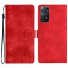 For Xiaomi Redmi Note 11 Pro 5G Global Cherry Blossom Butterfly Skin Feel Embossed PU Phone Case(Red) - 1