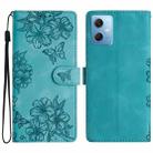 For Xiaomi Redmi Note 12 Global Cherry Blossom Butterfly Skin Feel Embossed PU Phone Case(Green) - 1