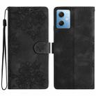 For Xiaomi Redmi Note 12 Global Cherry Blossom Butterfly Skin Feel Embossed PU Phone Case(Black) - 1