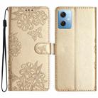 For Xiaomi Redmi Note 12 Global Cherry Blossom Butterfly Skin Feel Embossed PU Phone Case(Gold) - 1