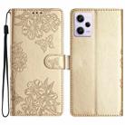 For Xiaomi Redmi Note 12 Pro Global Cherry Blossom Butterfly Skin Feel Embossed PU Phone Case(Gold) - 1