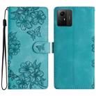 For Xiaomi Redmi Note 12S Cherry Blossom Butterfly Skin Feel Embossed PU Phone Case(Green) - 1