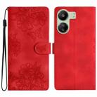 For Xiaomi Redmi 13C 4G Global Cherry Blossom Butterfly Skin Feel Embossed PU Phone Case(Red) - 1