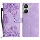 For Xiaomi Redmi 13C 4G Global Cherry Blossom Butterfly Skin Feel Embossed PU Phone Case(Purple) - 1