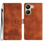 For Xiaomi Redmi 13C 4G Global Cherry Blossom Butterfly Skin Feel Embossed PU Phone Case(Brown) - 1