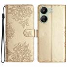 For Xiaomi Redmi 13C 4G Global Cherry Blossom Butterfly Skin Feel Embossed PU Phone Case(Gold) - 1