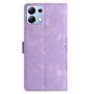 For Redmi Note 14 4G Cherry Blossom Butterfly Skin Feel Embossed PU Phone Case(Purple) - 3