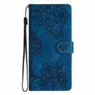 For Redmi Note 14 4G Cherry Blossom Butterfly Skin Feel Embossed PU Phone Case(Blue) - 2