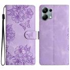 For Redmi Note 13 Pro 4G Cherry Blossom Butterfly Skin Feel Embossed PU Phone Case(Purple) - 1