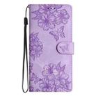 For Redmi Note 13 Pro 4G Cherry Blossom Butterfly Skin Feel Embossed PU Phone Case(Purple) - 2