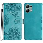 For Redmi Note 13 Pro 4G Cherry Blossom Butterfly Skin Feel Embossed PU Phone Case(Green) - 1