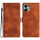 For Redmi Note 13 Pro 4G Cherry Blossom Butterfly Skin Feel Embossed PU Phone Case(Brown) - 1