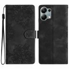 For Redmi Note 13 Pro 4G Cherry Blossom Butterfly Skin Feel Embossed PU Phone Case(Black) - 1