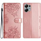 For Redmi Note 13 Pro 4G Cherry Blossom Butterfly Skin Feel Embossed PU Phone Case(Rose Gold) - 1