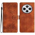 For Redmi 14C 4G Cherry Blossom Butterfly Skin Feel Embossed PU Phone Case(Brown) - 1