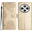 For Redmi 14C 4G Cherry Blossom Butterfly Skin Feel Embossed PU Phone Case(Gold) - 1