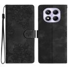 For Redmi Note 14 Pro 4G Cherry Blossom Butterfly Skin Feel Embossed PU Phone Case(Black) - 1