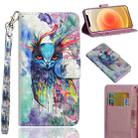 For iPhone 12 mini 3D Painting Pattern Horizontal Flip TPU + PU Leather Case with Holder & Card Slots & Wallet(Watercolor Owl) - 1