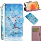 For iPhone 12 mini 3D Painting Pattern Horizontal Flip TPU + PU Leather Case with Holder & Card Slots & Wallet(Three Butterflies) - 1