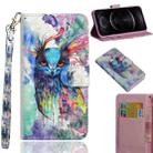 For iPhone 12 / 12 Pro 3D Painting Pattern Horizontal Flip TPU + PU Leather Case with Holder & Card Slots & Wallet(Watercolor Owl) - 1