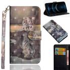 For iPhone 12 Pro Max 3D Painting Pattern Horizontal Flip TPU + PU Leather Case with Holder & Card Slots & Wallet(Cat Tiger) - 1