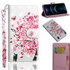 For iPhone 12 Pro Max 3D Painting Pattern Horizontal Flip TPU + PU Leather Case with Holder & Card Slots & Wallet(Cat Under The Tree) - 1