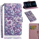 For iPhone 12 Pro Max 3D Painting Pattern Horizontal Flip TPU + PU Leather Case with Holder & Card Slots & Wallet(Swirl Pattern) - 1