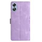 For OPPO A17 Cherry Blossom Butterfly Skin Feel Embossed PU Phone Case(Purple) - 3