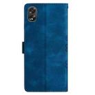 For OPPO A18 / A38 Cherry Blossom Butterfly Skin Feel Embossed PU Phone Case(Blue) - 3