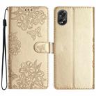 For OPPO A18 / A38 Cherry Blossom Butterfly Skin Feel Embossed PU Phone Case(Gold) - 1