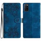 For OPPO A52 / A72 / A92 Cherry Blossom Butterfly Skin Feel Embossed PU Phone Case(Blue) - 1