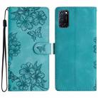 For OPPO A52 / A72 / A92 Cherry Blossom Butterfly Skin Feel Embossed PU Phone Case(Green) - 1