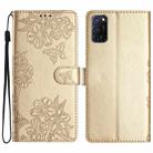 For OPPO A52 / A72 / A92 Cherry Blossom Butterfly Skin Feel Embossed PU Phone Case(Gold) - 1