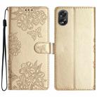 For OPPO A78 / A58 Cherry Blossom Butterfly Skin Feel Embossed PU Phone Case(Gold) - 1