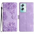 For OPPO A79 5G Cherry Blossom Butterfly Skin Feel Embossed PU Phone Case(Purple) - 1