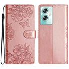 For OPPO A79 5G Cherry Blossom Butterfly Skin Feel Embossed PU Phone Case(Rose Gold) - 1