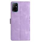 For OPPO A94 5G Cherry Blossom Butterfly Skin Feel Embossed PU Phone Case(Purple) - 3