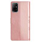 For OPPO A94 5G Cherry Blossom Butterfly Skin Feel Embossed PU Phone Case(Rose Gold) - 3