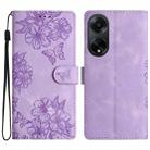 For OPPO A98 5G / F23 5G Cherry Blossom Butterfly Skin Feel Embossed PU Phone Case(Purple) - 1