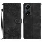 For OPPO A98 5G / F23 5G Cherry Blossom Butterfly Skin Feel Embossed PU Phone Case(Black) - 1