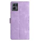 For OPPO Reno8 Pro 5G Global Cherry Blossom Butterfly Skin Feel Embossed PU Phone Case(Purple) - 3