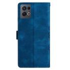 For OPPO Reno8 Pro 5G Global Cherry Blossom Butterfly Skin Feel Embossed PU Phone Case(Blue) - 3