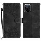 For OPPO Find X5 Cherry Blossom Butterfly Skin Feel Embossed PU Phone Case(Black) - 1