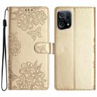 For OPPO Find X5 Cherry Blossom Butterfly Skin Feel Embossed PU Phone Case(Gold) - 1