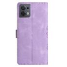 For OPPO Reno8 5G Global Cherry Blossom Butterfly Skin Feel Embossed PU Phone Case(Purple) - 3