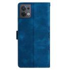 For OPPO Reno8 5G Global Cherry Blossom Butterfly Skin Feel Embossed PU Phone Case(Blue) - 3