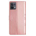 For OPPO Reno8 5G Global Cherry Blossom Butterfly Skin Feel Embossed PU Phone Case(Rose Gold) - 3