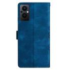 For OPPO Reno8 Lite 5G / Reno7 Z 5G Cherry Blossom Butterfly Skin Feel Embossed PU Phone Case(Blue) - 3