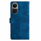 For OPPO Reno10 Pro 5G Global Cherry Blossom Butterfly Skin Feel Embossed PU Phone Case(Blue) - 3